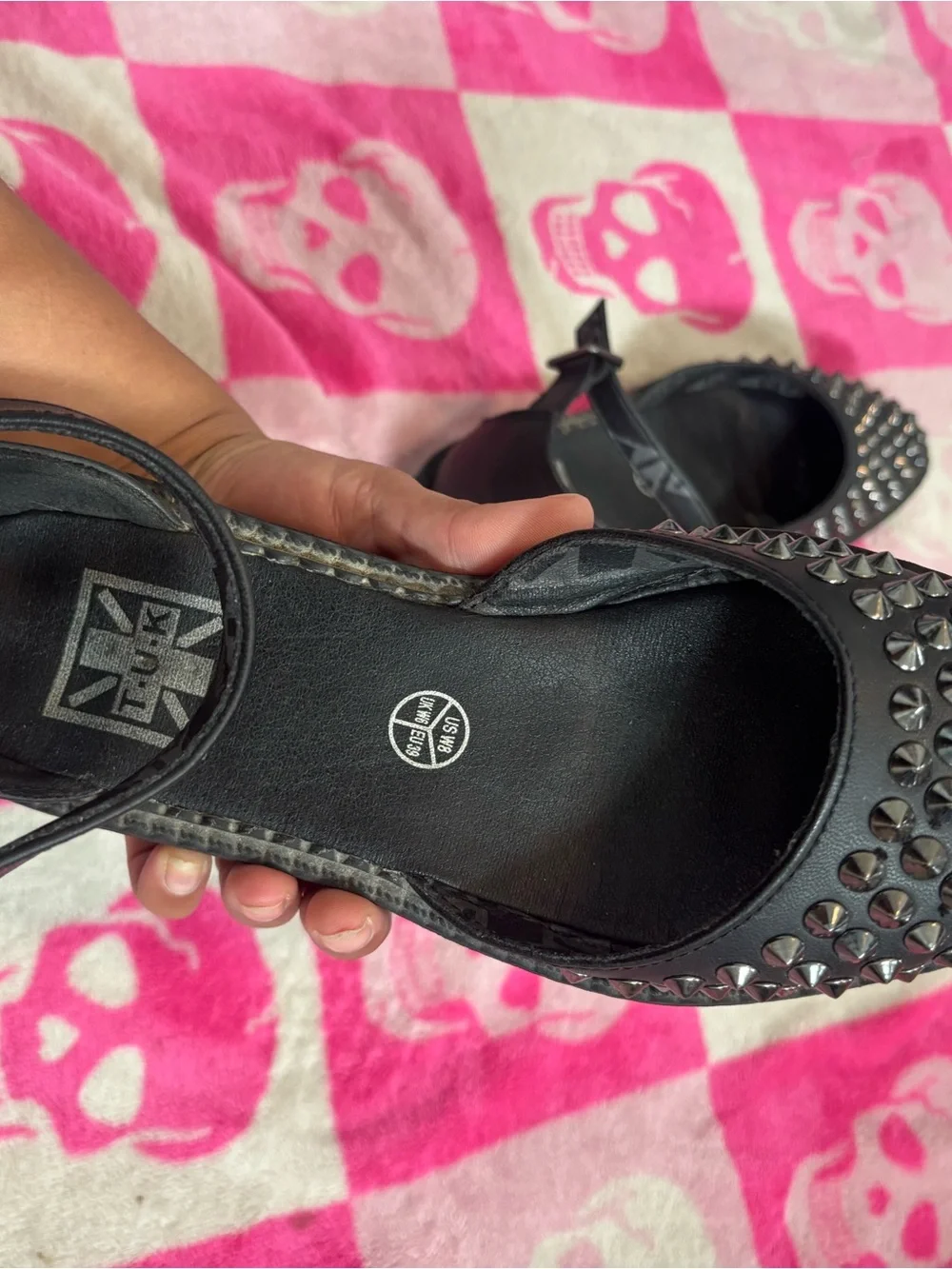 T.U.K. Studded Black Mary Janes Size 8
